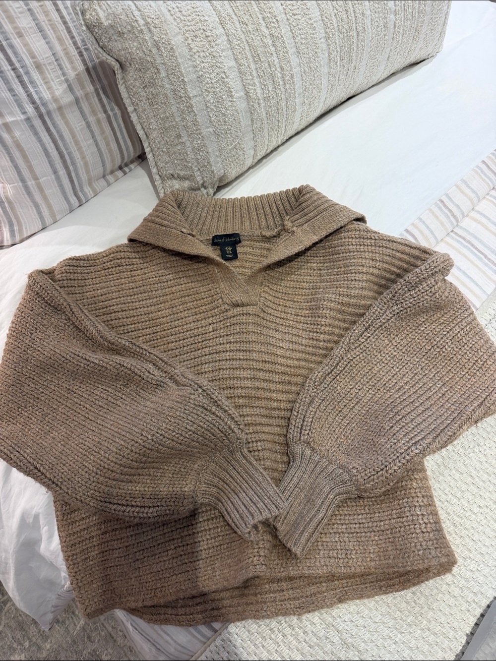 House of Harlow 1960 Chunky Ribbed Cowl Sweater in Taupe